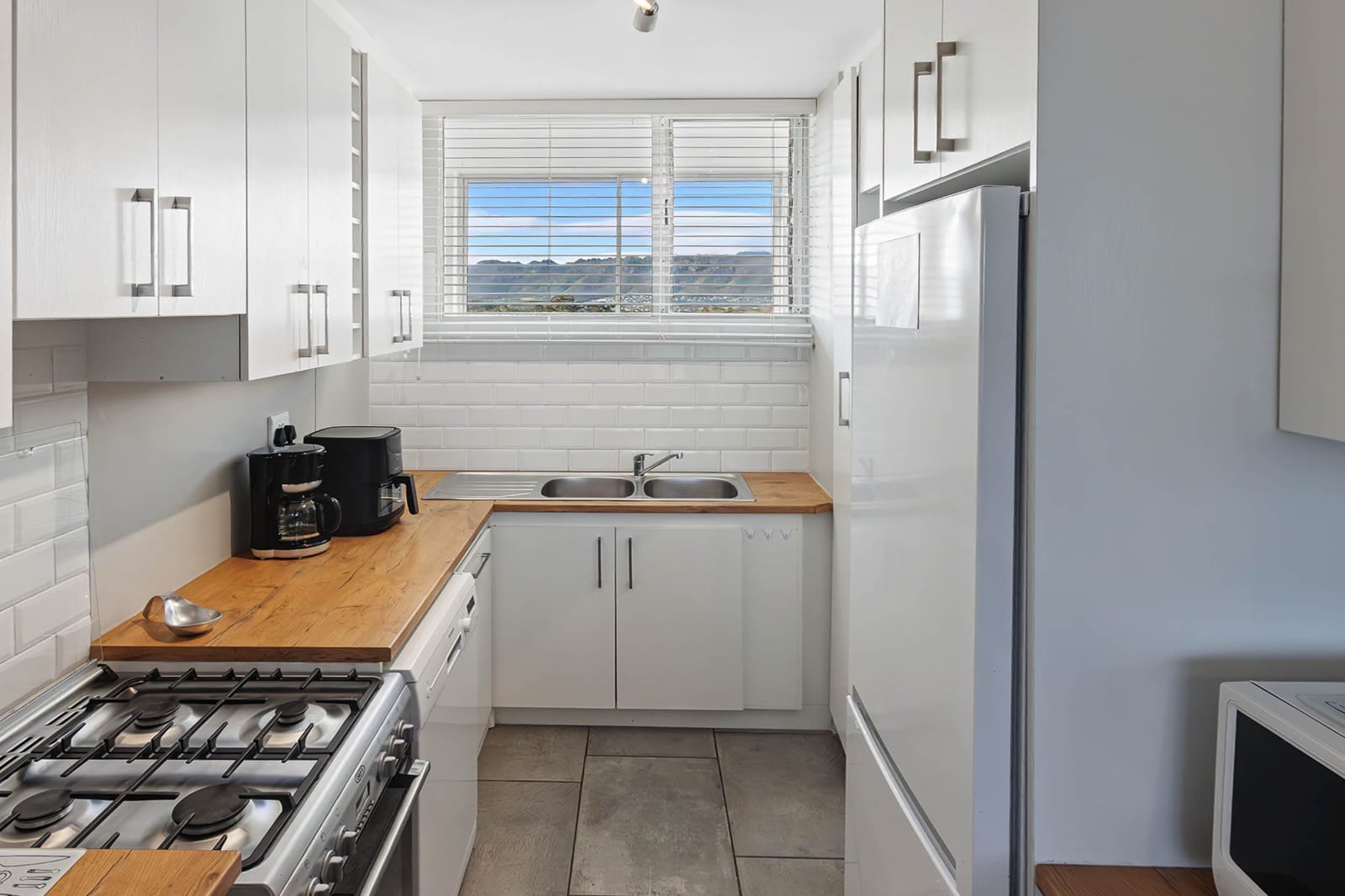 Kitchen sink and fridge-freezer
